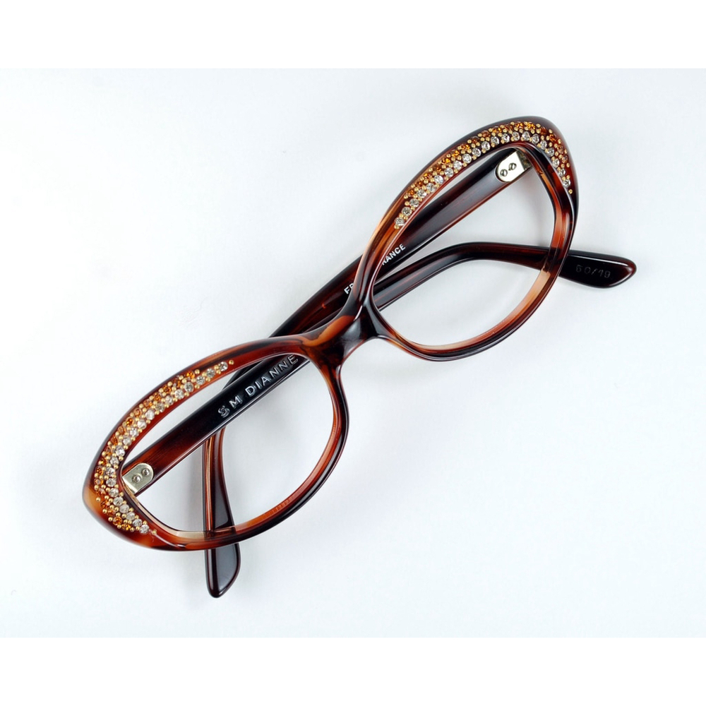 Deluxe France Rhinestone Cat Eye Glasses Tortoise… - image 4